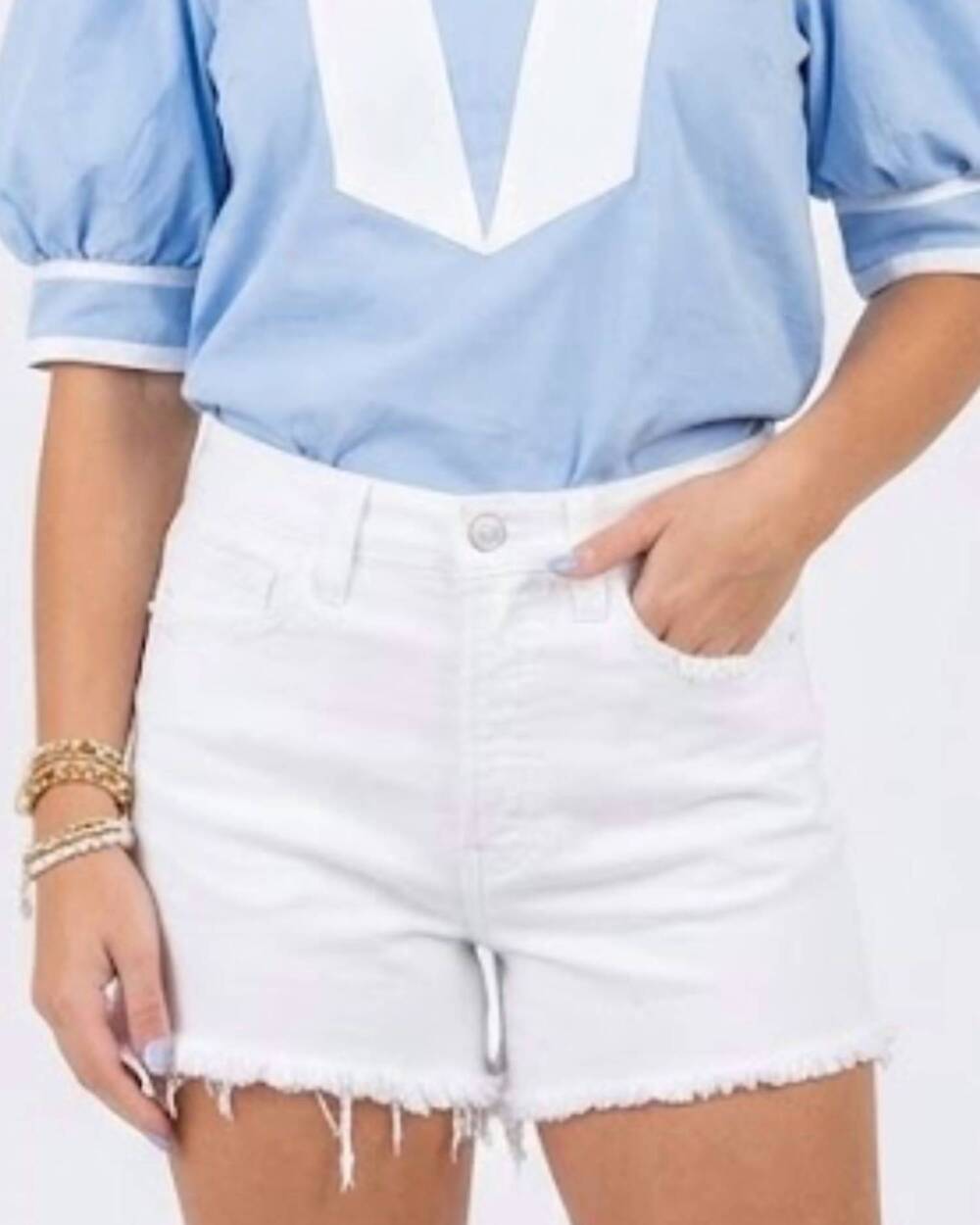 NEW LOVERVET high rise jean shorts in optic white